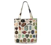 Géologie vintage, pierres précieuses, cristaux, minéraux，Sacs d'épicerie réutilisables, sacs fourre-tout de grande capacité, sac à bandoulière en toile
