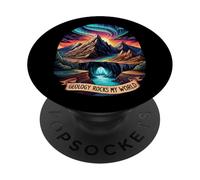 Geology Rocks My World Funny Earth Science Geologist Pun PopSockets PopGrip Adhésif
