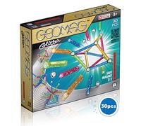 Geomag - Classic Glitter 30 Pièces - Jeu Construction Magnétique Pailleté pour Enfants dès 3-4 Ans- Fabrication Suisse - 13 Tiges Colorées à Paillettes, 16 Billes, 1 Base Construction -Jeux Aimanté