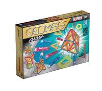 Geomag - Classic Glitter 68 Pièces - Jeu Construction Magnétique Pailleté pour Enfants dès 3-4 Ans- Fabrication Suisse - 24 Tiges Colorées à Paillettes, 20 Billes, 12 Tiles Construction -Jeux Aimanté