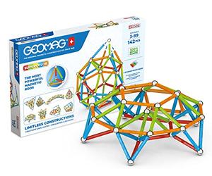 Geomag Classic Supercolor Panels Recycled 142, Constructions Magnétiques, Tiges Et Panneaux Colorés, Paquet De 142 Pièces, 100% Plastique Recyclé