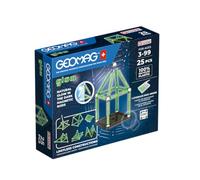 Geomag - Glow 25 Pièces - Jeu de Construction Magnétique Phosphorescent pour Enfants dès 3 Ans - 100% Plastique Recyclé - Brille dans Le Noir - Jeux Aimantés STEM - Fabrication Suisse