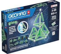 Geomag - Glow - 60 Pièces - Jeu de Construction Magnétique Phosphorescent pour Enfants dès 3 Ans - 100% Plastique Recyclé - Constructions Brillantes dans Le Noir - Jeux Aimantés - Fabrication Suisse