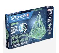 Geomag, Glow Recyclé, Constructions magnétiques à Effet Phosphorescent, Barres magnétiques phosphorescentes, Paquet de 142 pièces, 100% Plastique recyclé