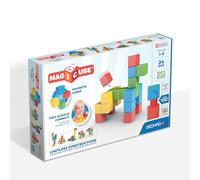 Geomag - Magicube Full Color - Cubes Magnétiques à Empiler pour Bébé d'1 an et Plus - 4 Couleurs -24 Blocs de Construction - 1-5 Ans - 100% Plastique Recyclé