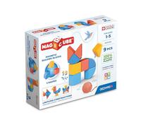 Geomag - Magicube Shapes - Blocs de Constructions Magnétiques à Empiler pour Bébé d'1 an et Plus - 9 Cubes de 3 Couleurs et Formes - 1-5 Ans - 100% Plastique Recyclé