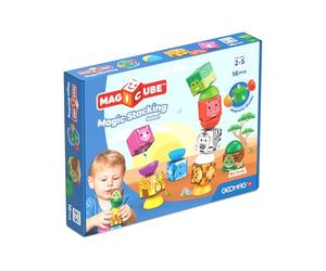 GEOMAG Magicube Stacking 8 Jungle | Cubes magnétiques de Construction | Jeu de Blocs avec Personnages de la Jungle | Système de Liaison magnétique | Premières constructions géométriques