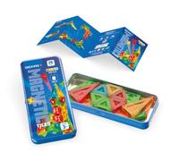 Geomag Magnetic Tiles - Blocs de construction magnétiques - Kit de voyage à | Dans une boîte en métal pratique, mini carreaux transparents de quatre formes et couleurs, compatible avec toutes les tuiles