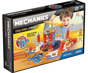 Geomag - Mechanics Challenge Strike -185 Pièces -Jeu Circuit de Construction Magnétique Enfants dès 7 Ans- Construis Ton Jeu pour Défier la Gravité et tes Amis - 1 à 4 Joueurs - Fabrication Suisse