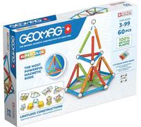 Geomag - Supercolor 60 Pièces - 100% Plastique Recyclé - Jeu Construction Magnétique Enfants dès 3 Ans - Fabrication Suisse - Blocs Construction avec 28Tiges,28 Billes,4 Bases - Jeux Aimantés STEM