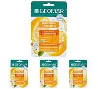 GEOMAR | Masque En Tissu, Hydratant Illuminé, 95% d’Origine Naturelle, Testé Dermatologiquement, Formule Végan, 22 ml (Lot de 4)