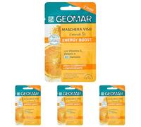 GEOMAR | Masque Visage Energy Boost, Effet Illuminant et Énergisant, 5 minutes, 95% d’Origine Naturelle, Testé Dermatologiquement, Made in Italy, 7,5 ml x 2 (Lot de 4)