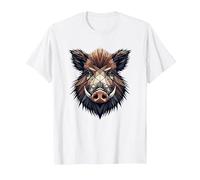 Geometric Art Cochon Sauvage Chasse Sanglier Chasseur T-Shirt, Homme, Blanc, 4XL