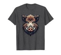 Geometric Art Cochon Sauvage Chasse Sanglier Chasseur T-Shirt, Homme, Chiné Foncé, 3XL