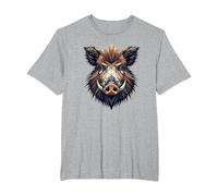Geometric Art Cochon Sauvage Chasse Sanglier Chasseur T-Shirt, Homme Grandes Tailles, Gris Chiné, 2X Tall