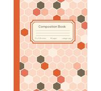 Geometric Composition Notebook College Ruled, 110 Pages, 7.5 x 9.25 inch, Pink Red Gray Hexagon Pattern, For Students, Home, Office: Modern Hexagon Design for School, Work, and Personal Use