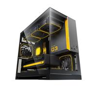 Geometric Future GEO-M3F-BG Boîtier PC tour micro-ATX panoramique en verre trempé à double chambre, 5 ventilateurs PWM ARGB pré-installés de 120 mm x 30 mm, USB Type-C, support de radiateur 360 mm