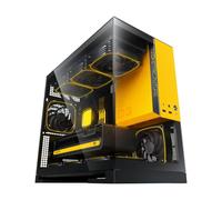 Geometric Future GEO-M3F-BY Boîtier PC tour micro-ATX panoramique en verre trempé à double chambre, 5 ventilateurs PWM ARGB pré-installés 120 mm x 30 mm, USB Type-C, support de radiateur 360 mm, noir