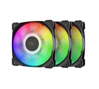 Geometric Future Squama 2501 RGB PWM Ventilateur - 120 mm - Lot de 3 - Haute Performance - 5V 3pin RGB Adressable - 4pin PWM - avec Contrôleur - Noir - (GEO-S2501B-3)