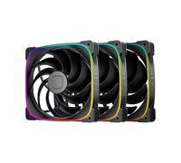 Geometric Future Squama GEO-S2503B-14T Lot de 3 ventilateurs PWM RVB 2503 - Performance et équilibre silencieux - Double boucle d'éclairage - RGB adressable 5 V 3 broches - PWM 4 broches - Noir