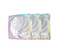 Geometric Future Squama GEO-S2503W-14T Lot de 3 ventilateurs PWM RVB 2503 RGB - 140 mm - Performance et équilibre silencieux - Double boucle d'éclairage - 5 V 3 broches RVB adressable - PWM 4 broches