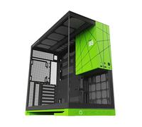 Geometric Future Tour intermédiaire M5 en Verre trempé, boîtier de Jeu E-ATX/ATX, Acier de 1,2 mm, Type C, Panneaux sans Outils, Support radiateur 420/360, Double Chambre, Noir/Vert, GEO-M5-BNY