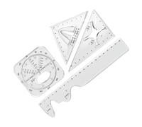 Geometric Protractor Ruler Set - 4pc 7.9in Math Drawing Measuring Tools