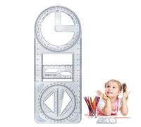 Geometric Ruler - Heavy Duty Math Learning Drawing Tool | Reusable Measuring Drafting Ruler With Templates, Flexible Geometry Tool For School & Building Supplies