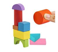 Geometric Shapes Wooden Toys - 9-Piece 3D Shapes Attribute Blocks Set, Smooth Sanded Wood Geometry, Hands-on STEM Learning Resource | for School Kindergarten Preschool