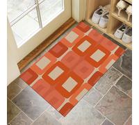 Géométrie Abstraite Paillasson Interieur Entree 45 X 75 Cm, Modernisme Tapis D'Entrée Antidérapant Et Lavable en Machine, Tapis De Sol Absorbantes Couleur Orange pour Chien, Porte, Couloir