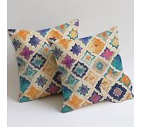 Géométrie Coussin Exterieur Impermeable 45x45 cm Lot de 2 Gros Impermeable Doux Housse Coussin Nation Bohon Coussins de Jardin avec Zip Cachée pour Terrasse Patio Chambre Décoration,Cadeau Femme C-676