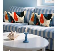 Géométrie Coussin Exterieur Impermeable Housse de Coussin 30x50cm Rectangulaire Decoratif Taie Oreiller Lot de 2 Crème Impression Double Face Velour Pillow Case Housse Canapé pour Patio Jardin LY-815