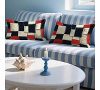 Géométrie Coussin Exterieur Impermeable Housse de Coussin 60x90cm Rectangulaire Decoratif Taie Oreiller Lot de 2 Bande Impression Double Face Lin Pillow Case Housse Canapé pour Patio Jardin LY-871