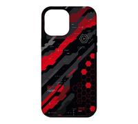 Géométrie Cyber Rouge - Design futuriste de Grille hexagonale Coque pour iPhone 12 Pro Max