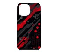 Géométrie Cyber Rouge - Design futuriste de Grille hexagonale Coque pour iPhone 13 Pro Max