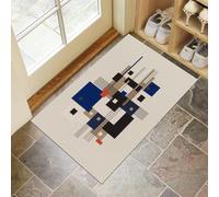 Géométrie des Lignes Paillasson Interieur Entree 45 X 75 Cm, Simplicité Moderne Tapis D'Entrée Antidérapant, Tapis De Sol Absorbantes Beige pour Chien, Porte, Couloir