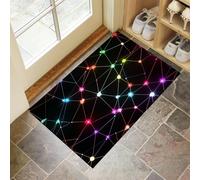 Géométrie des Lignes Paillasson Interieur Entree 60 X 90 Cm, Points Lumineux Tapis D'Entrée Antidérapant Et Lavable en Machine, Tapis De Sol Absorbantes Noir pour Chien, Porte, Couloir