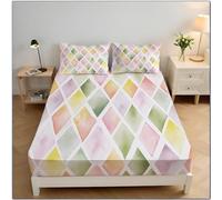 Géométrie du Gradient Drap Housse Microfibre 90x190x30 cm Housse De Matelas 30 Cm Profondeur pour Matelas épais, Simplicité De L'Aquarelle Draps Housses Doux, Multicolore