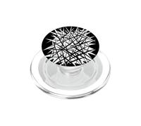 Géométrie électrique Noire entrecroisant des Lignes sur Blanc PopSockets PopGrip pour MagSafe