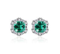 Geométrie élégante Boutelles d'oreilles à pote d'oreille émeraude pour femmes pure 925 bijoux de boucles d'oreille Bijoux fins bijoux