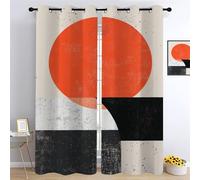 Géométrie en noir et blanc Salon Blackout Curtains, Soleil Chambre Rideau Oeillets, Couleur dégradée Cuisine Rideaux Anti, Minimaliste rouge et noir Enfant Bruit Opaque L 96 x H 183cm 2 Panneaux