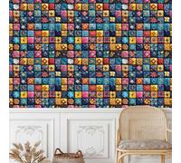 Géométrie Floral Papier Peint Autocollant 0.52X10 M Style Céramique Meuble Film Décoratif Imperméable Mat Stickers Collant Rouleau Facile à Nettoyer pour Surface Mural Porte Armoire Cuisine