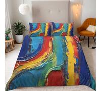 Géométrie Housse de Couette 155x220 Graffiti Géométrique Abstrait Parure de Lit 1 Personne en Microfibre avec Fermeture Éclai, Ensemble de Literie avec Parure de Couette + 2 Taies d'oreiller