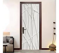 GéOméTrie Minimaliste CréAtive Sticker Mural Porte 90x200 cm Autocollant Décoration - Poster de Porte Blanc Résistant aux Rayures et aux Taches Stickers Muraux - Film Adhésif