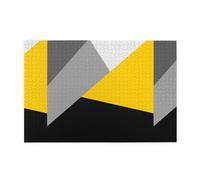 Géométrie Moderne et épurée Grise, Jaune et Noire, Puzzle de 1000 pièces en Bois, Jeu Familial, décoration Murale pour Adultes et Adolescents