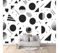 Géométrie Papier Peint Intissé 400 x 280 cm Formes Géométriques Noires Et Blanches Papier Peint Panoramique 3D - XXL Poster Salon Chambre Salle à Manger Chambre d'Enfant Décoration Murale