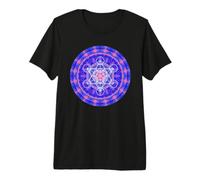 Géométrie sacrée du Cube de Metatron sur kaléidoscope Bleu Orange T-Shirt Haut de Gamme