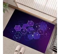 Géométrie Science-Fiction Paillasson Interieur Entree 60 X 90 Cm Tapis Antidérapant Lavable en Machine Absorbant Tapis D'Entrée Intérieur pour Entrée, Porte Couloir, Violet Foncé Simplicité Moderne