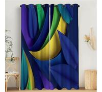 Géométrie Solides Rideau Occultant à Oeillets, 140x175cm Lot de 2 Rideaux Opaque Blocs Couleur Géométriques D'Arc Rideaux Thermique Isolant Draperies Décoratif pour Dressing Salon Chambre, Bleu Foncé