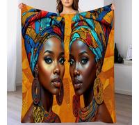 Géométrie Style Ethnique Couverture Flanelle, Douce et Confortable Couverture imprimée Femmes Africaines Foulards, pour chambre d'enfant fille garçon Couleur Orange Couvertures, pour canapé 200x220 cm